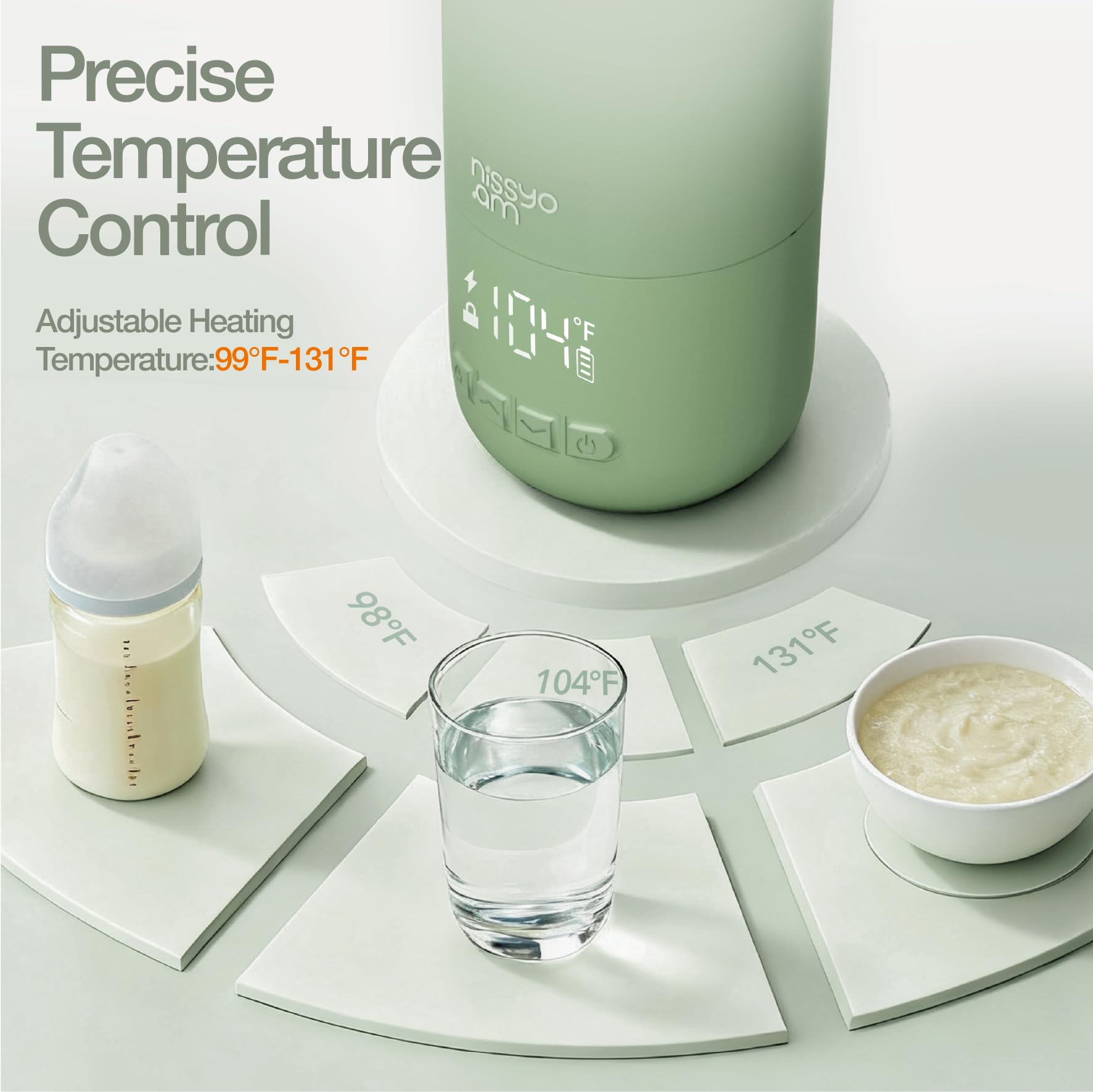 NISSYO.AM keep-warm function maintains milk warmth during extended outings.