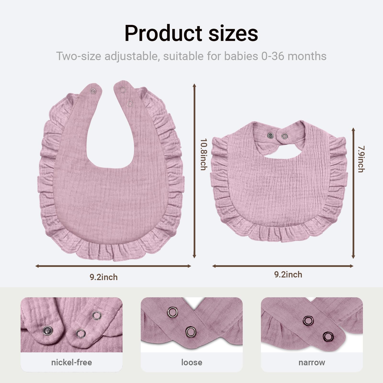 NISXABEBE adjustable snaps provide a secure, growing fit for babies