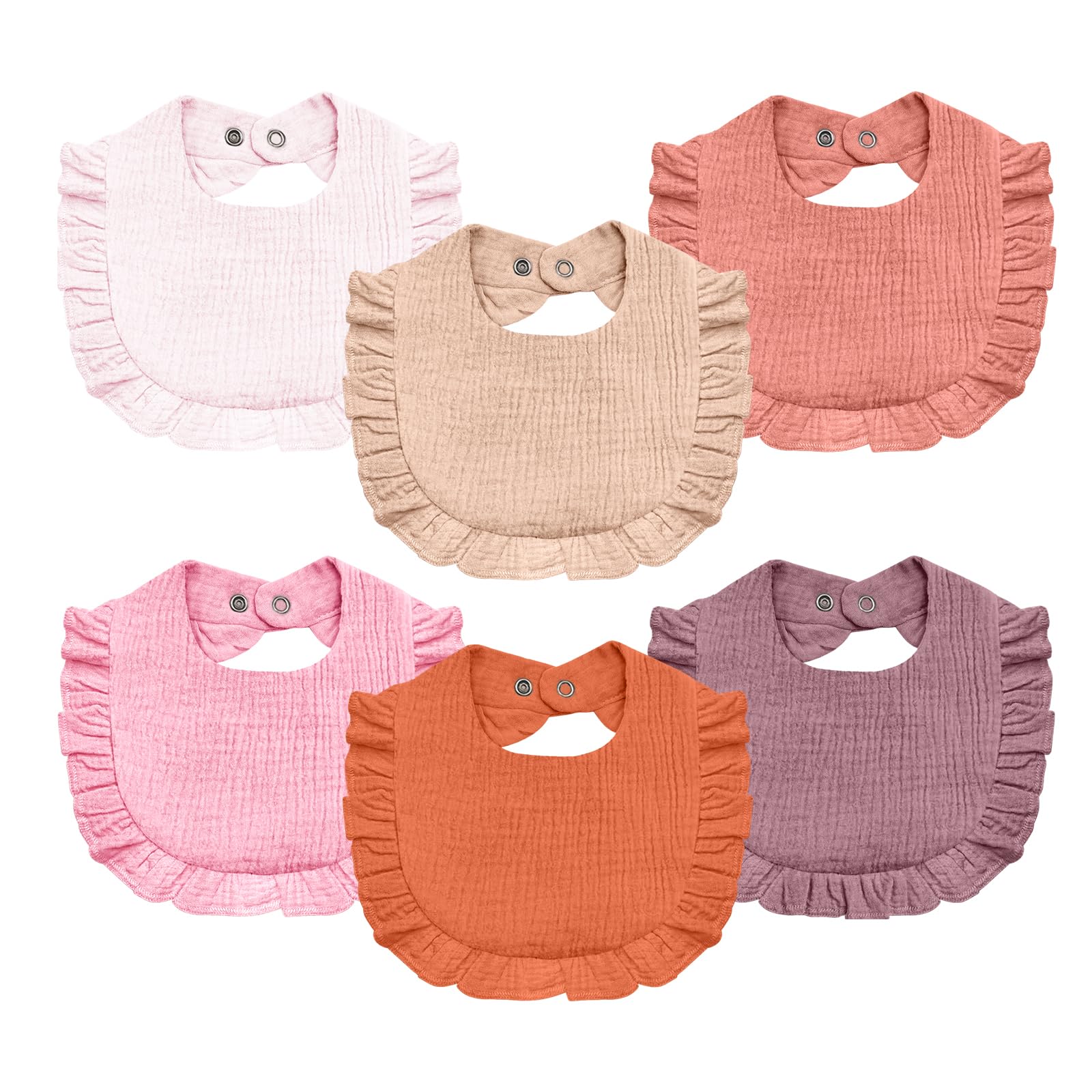 NISXABEBE baby muslin bibs 6-pack with soft, breathable cotton for drool protection