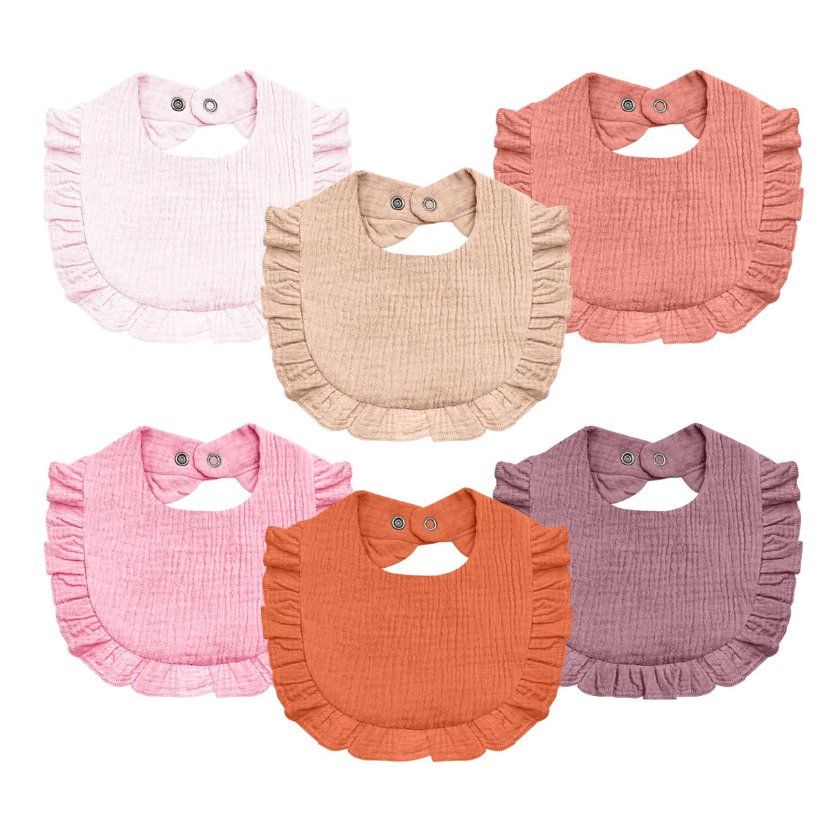 NISXABEBE baby muslin bibs 6-pack with soft, breathable cotton for drool protection