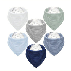 NISXABEBE muslin baby bib solid color pack showcases six soft triangle bibs for boys and girls.