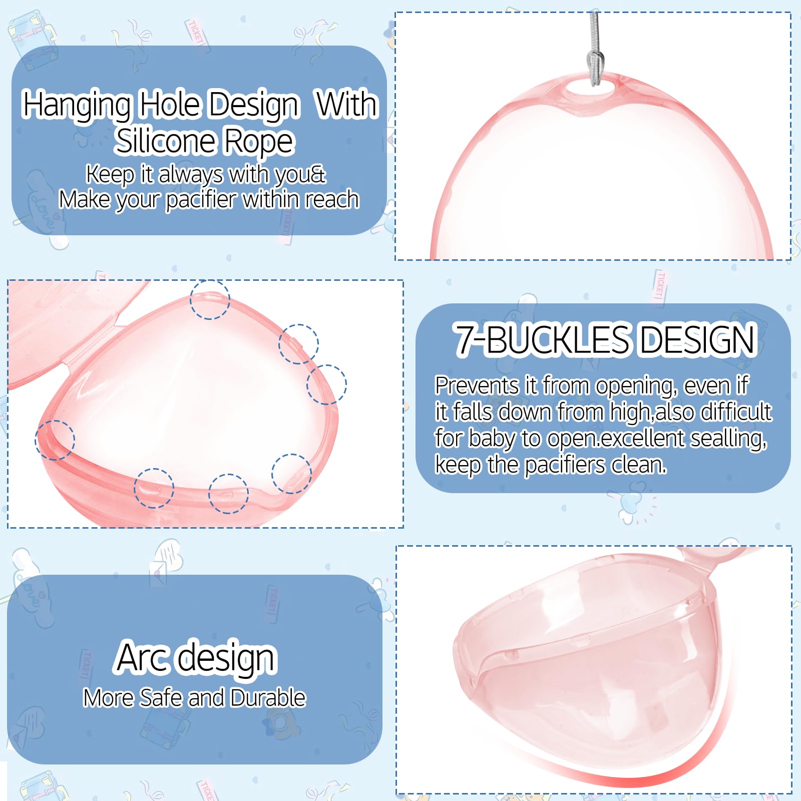 NISXABEBE Pacifier Case Lanyard Hanging design lets you reach it quickly.
