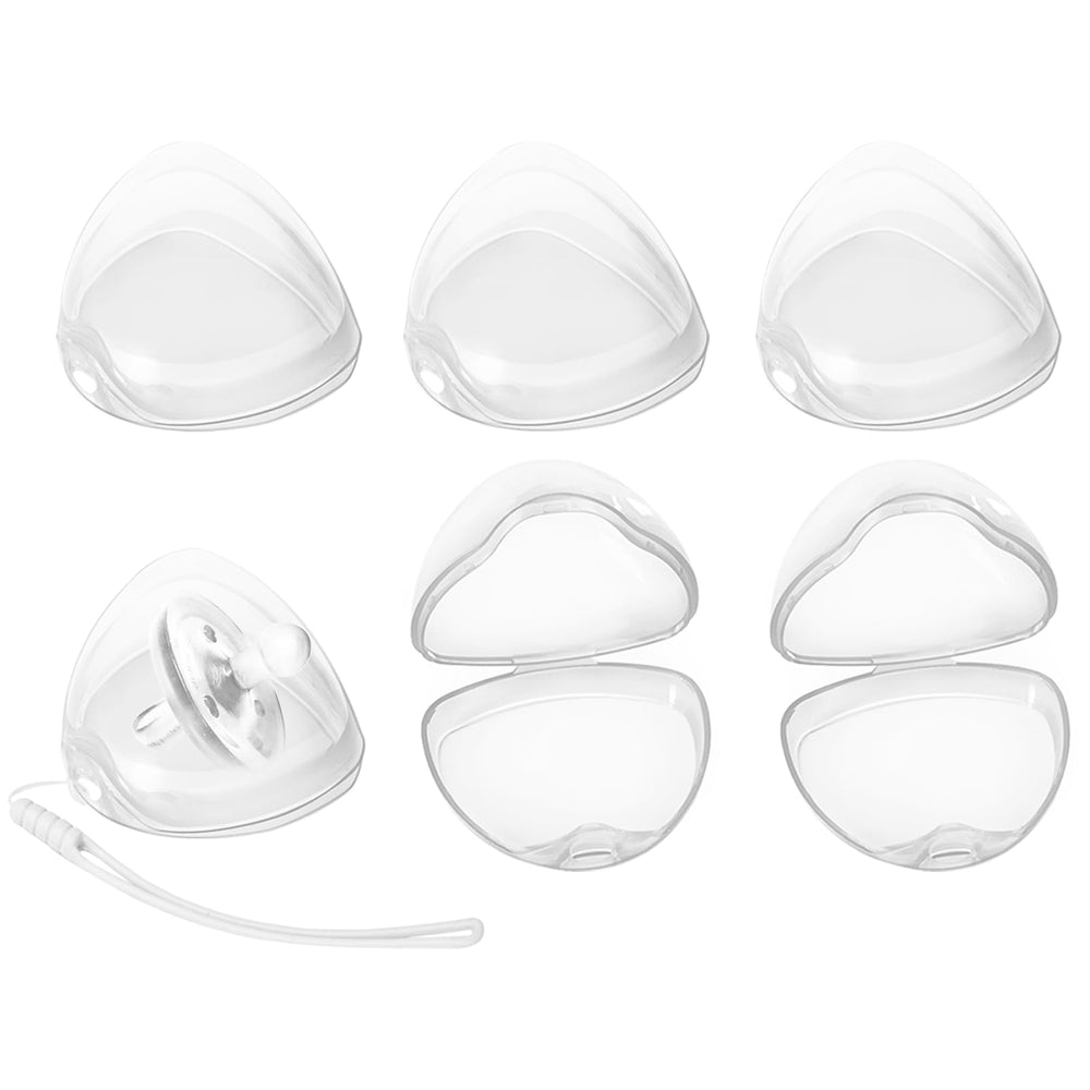 NISXABEBE pacifier case transparent 6-pack keeps pacifiers clean and dry on the go.