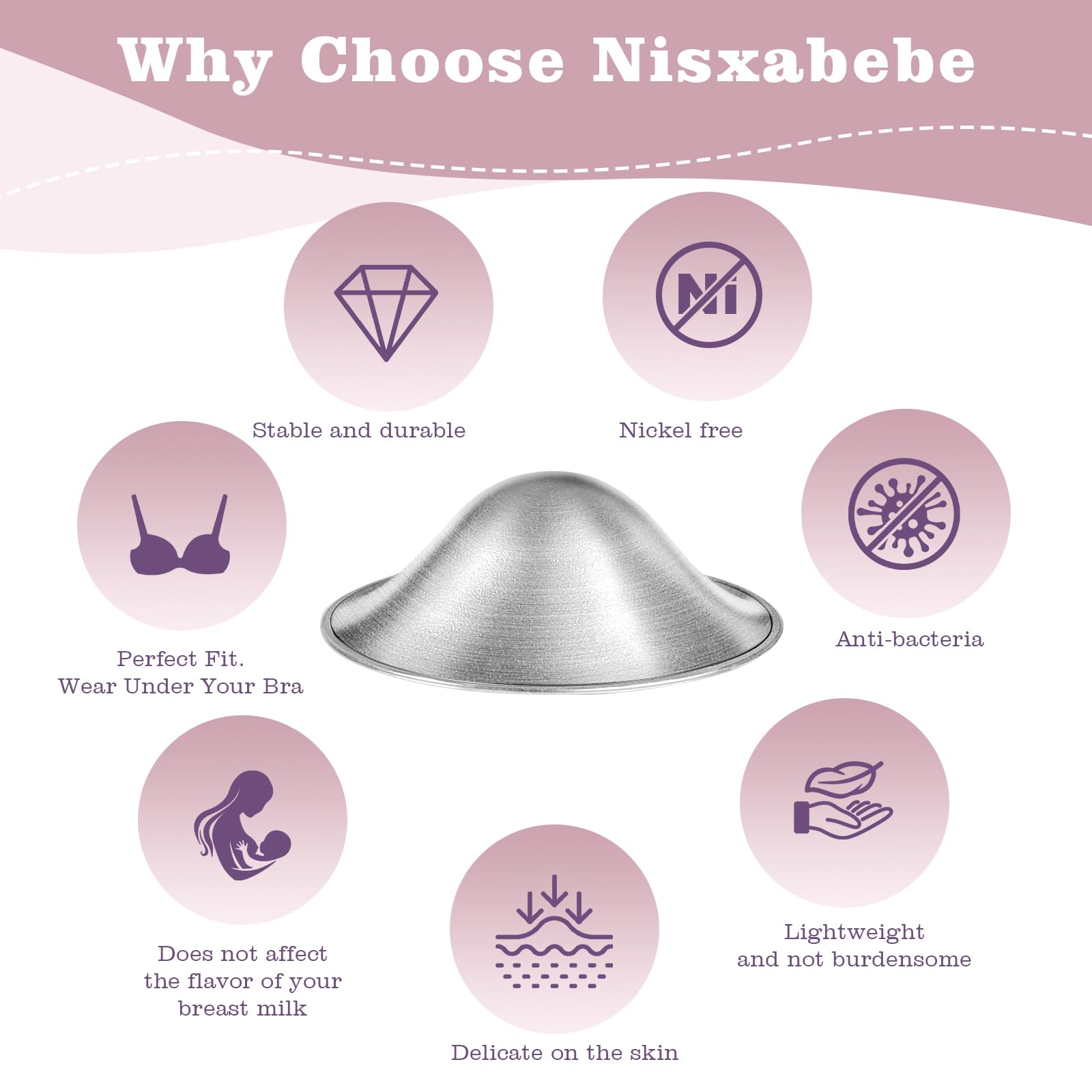 NISXABEBE silicone protective covers shield nipples during wear.