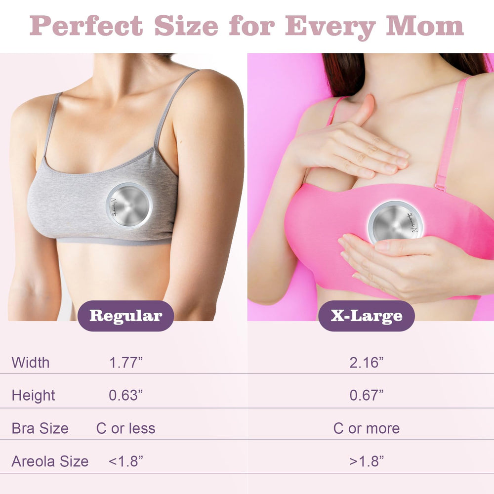 NISXABEBE silver nursing cups with silicone covers to prevent discomfort.