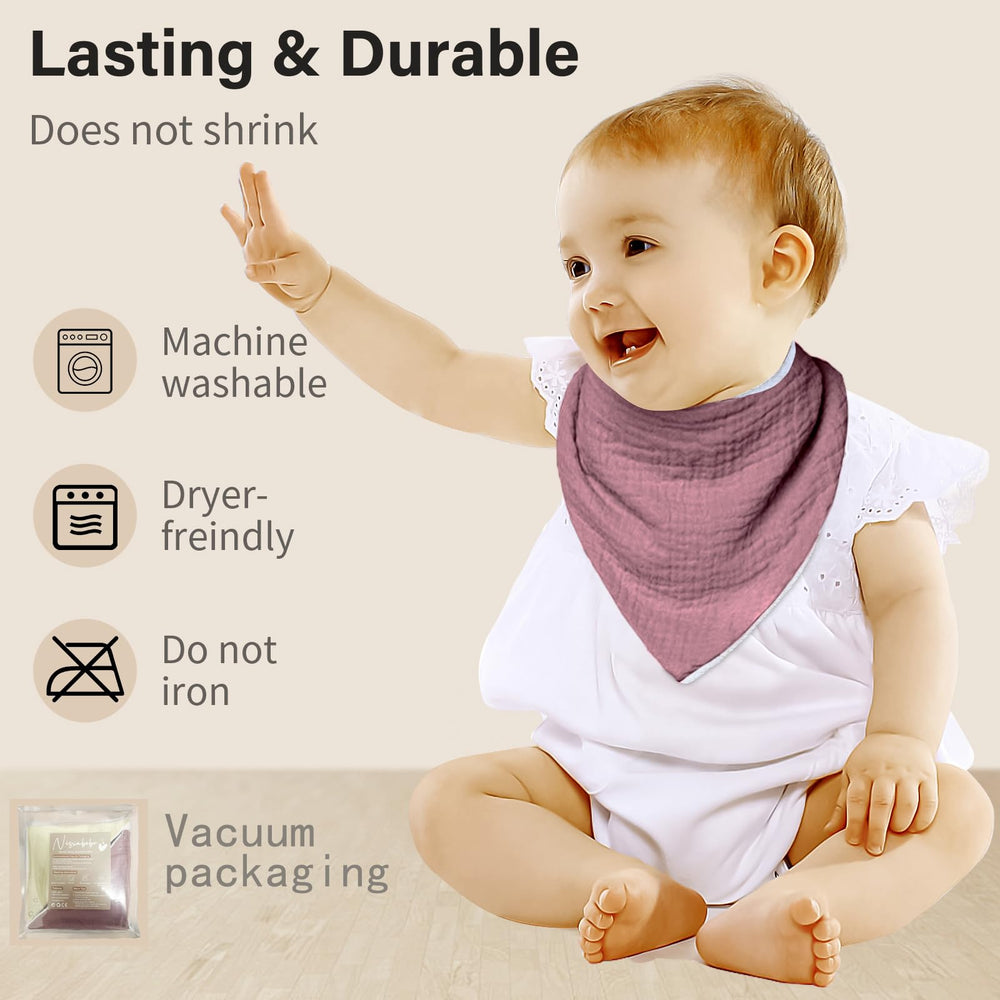 NISXABEBE solid-color bibs enhance outfits while protecting clothing from moisture.