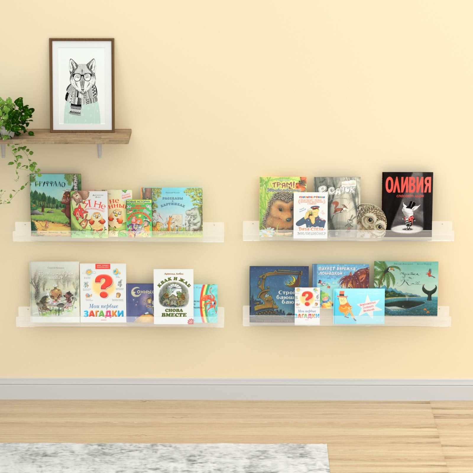 NIUBEE Kids Acrylic Floating Shelf in kids room keeps books organized