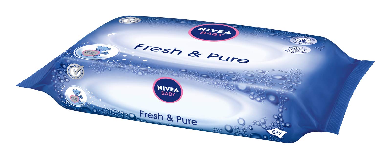 Label visible on NIVEA Baby Fresh & Pure wipes for quick, everyday diaper care.