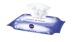 Open pack of NIVEA Baby Fresh & Pure wipes for easy on-the-go access.