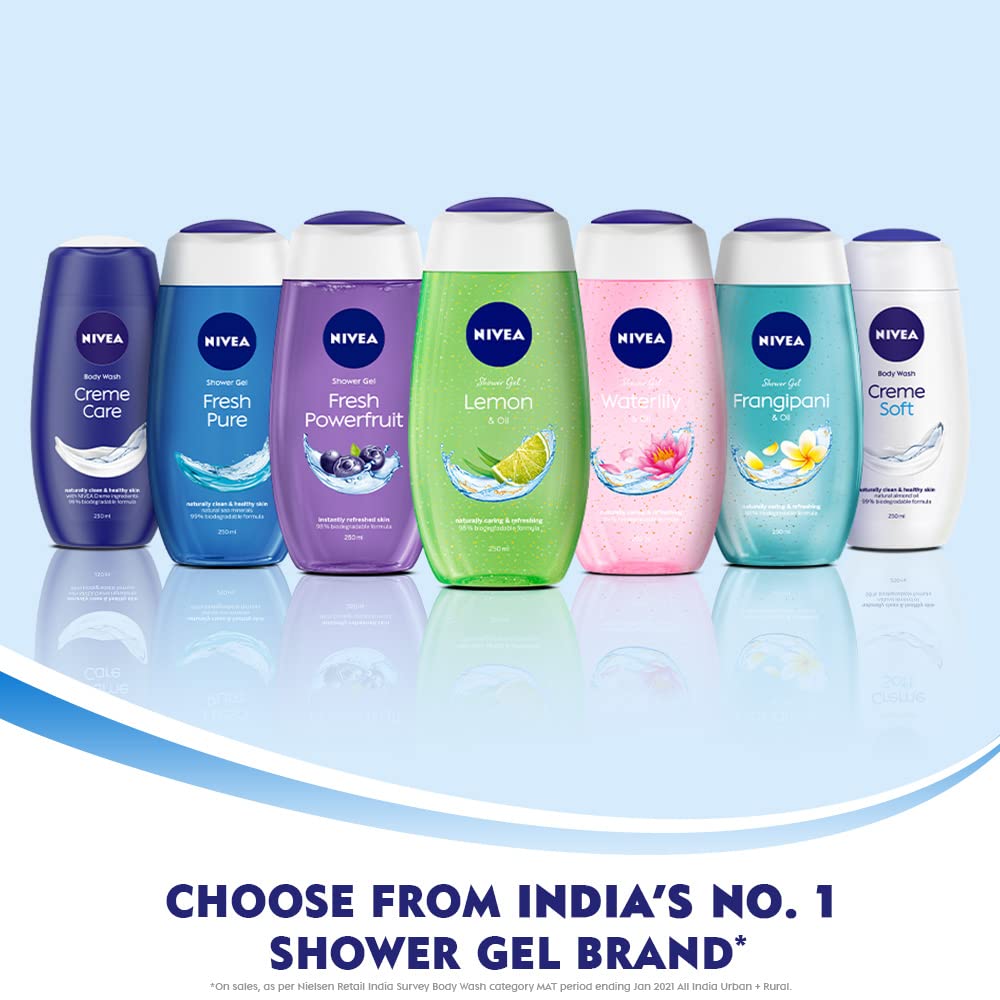 NIVEA Relaxed feeling tag suggests a calming shower moment.