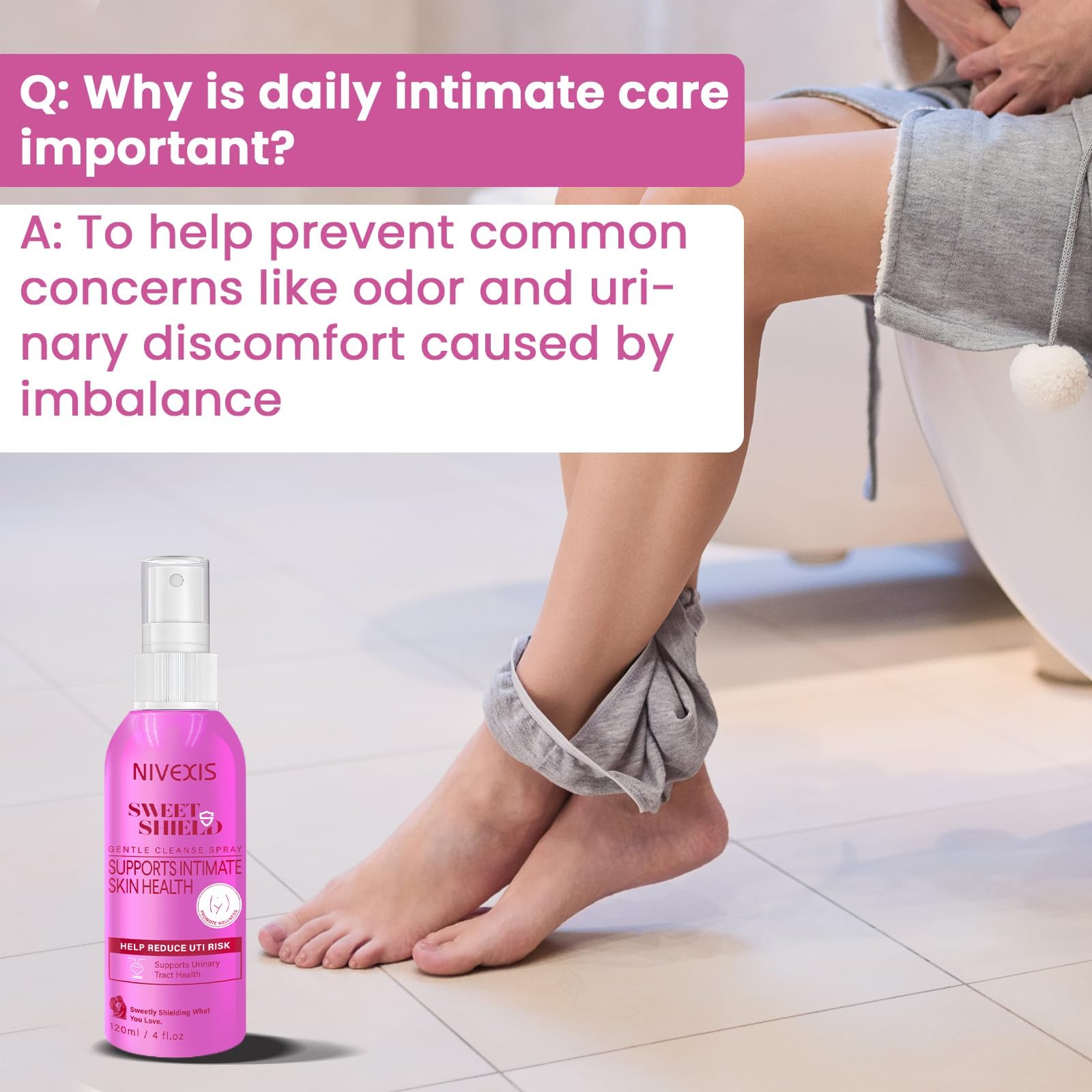Nivexis travel-friendly spray pictured beside a gym bag.