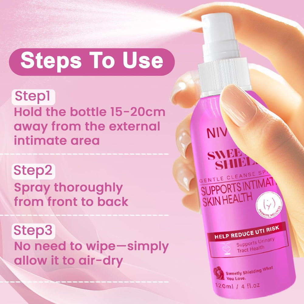 Nivexis no-rinse spray shown with compact, easy-to-handle design.