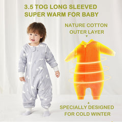 Nivolltha bear sleep sack with sleeves attached offers snug warmth and mobility.