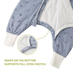 Bottom snaps on Nivolltha Ocean sleep sack enable quick diaper changes
