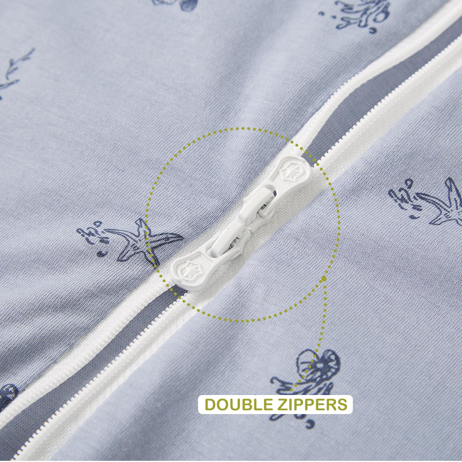 Nivolltha Ocean sleep sack packaging indicates care and usage guidance