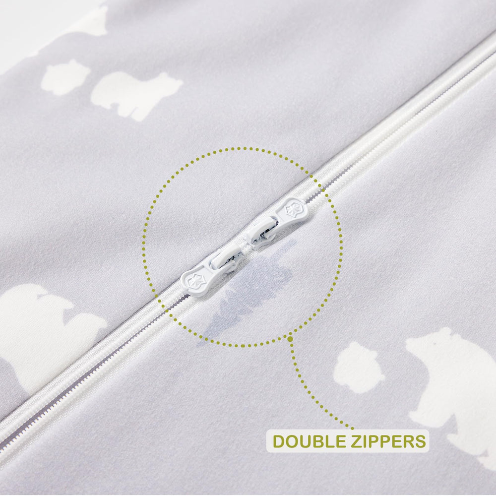 Fabric texture image highlights breathable cotton suitable for year-round use.