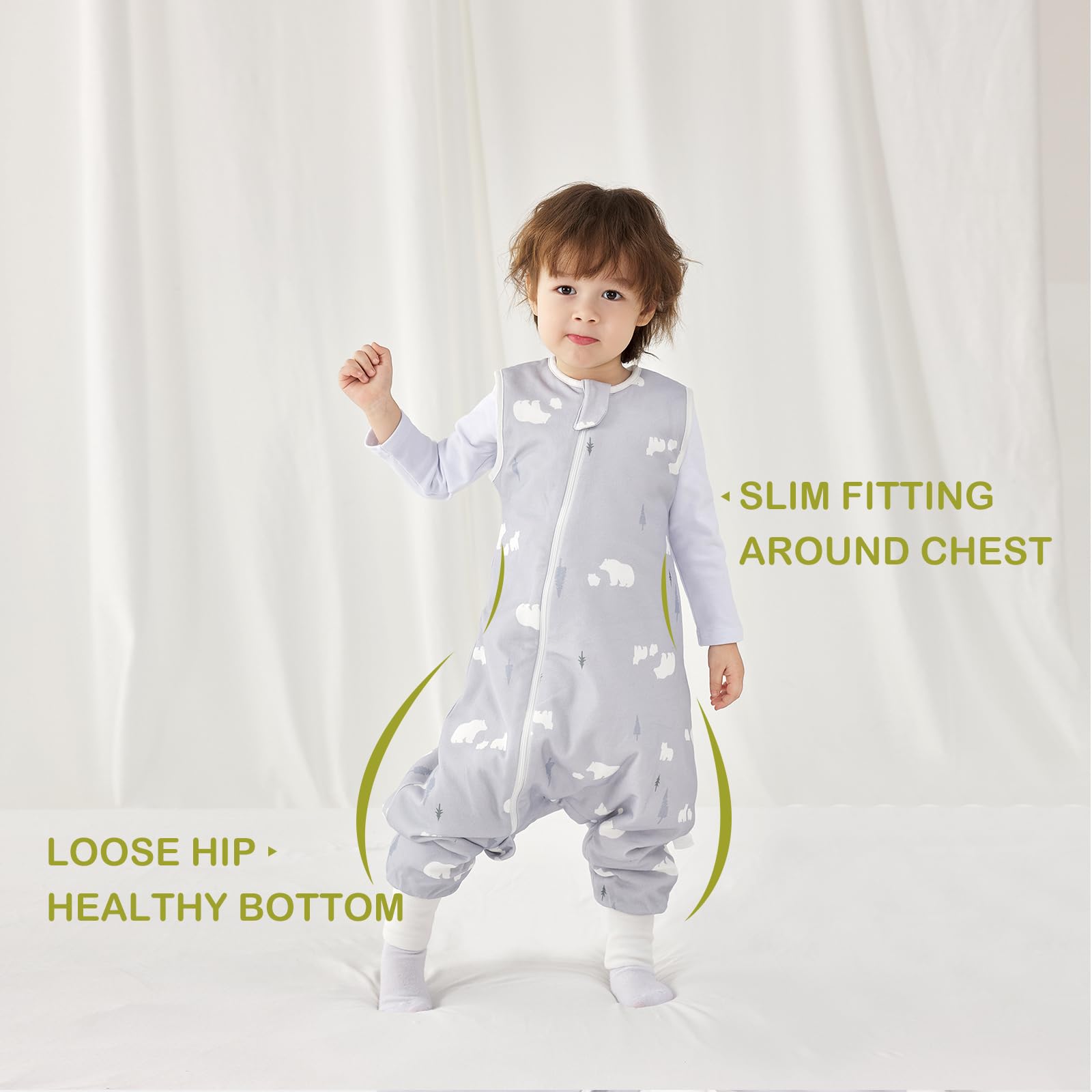 Nivolltha sleep sack close-up organic cotton fabric appears soft and breathable.