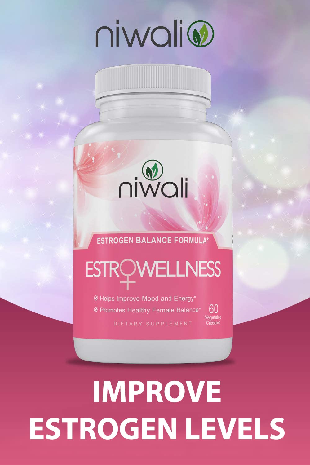 NIWALI Estrogen label nutrition detail with non-GMO and vegetarian notes