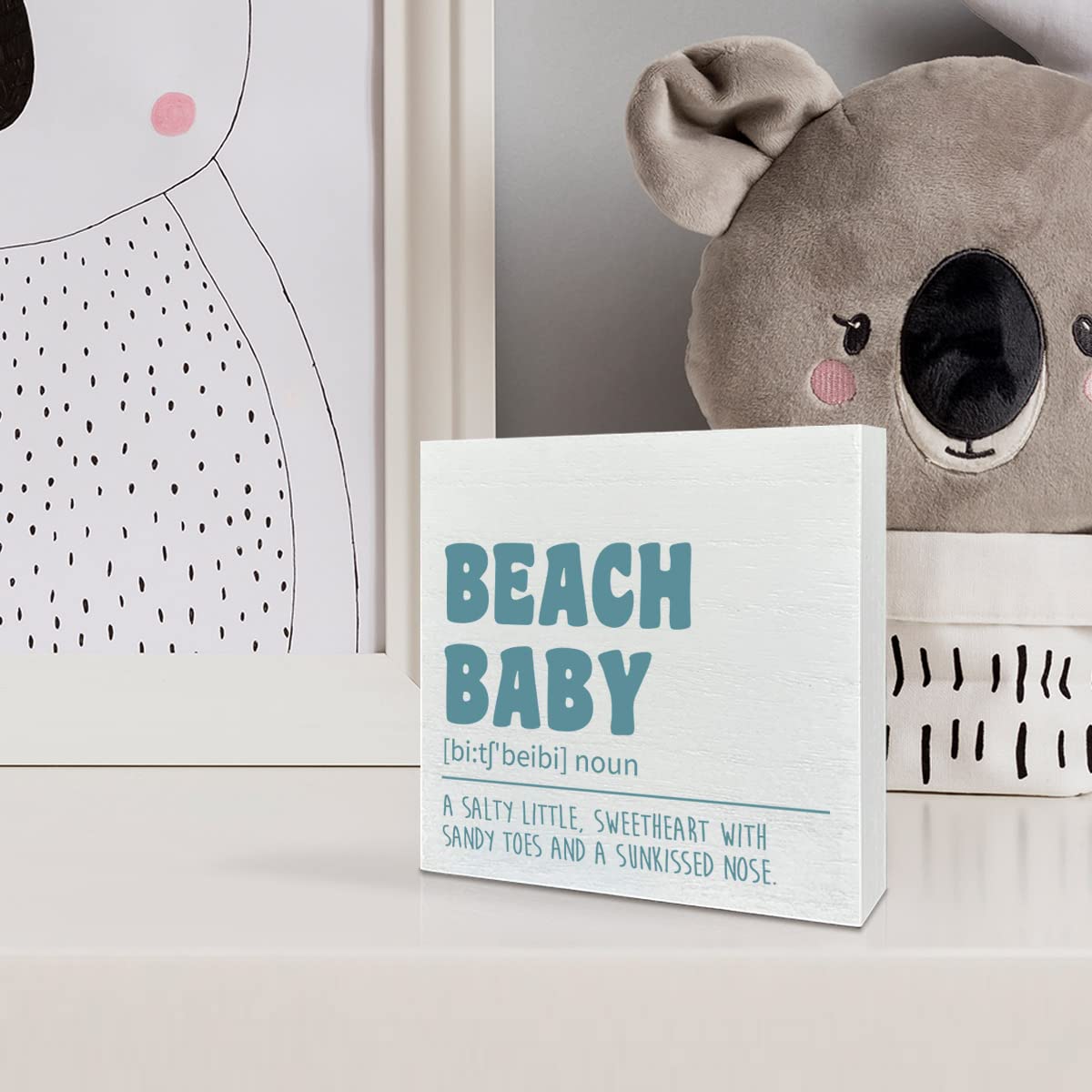 NKBINLILI Distressed wood sign offers rustic appeal for baby rooms.