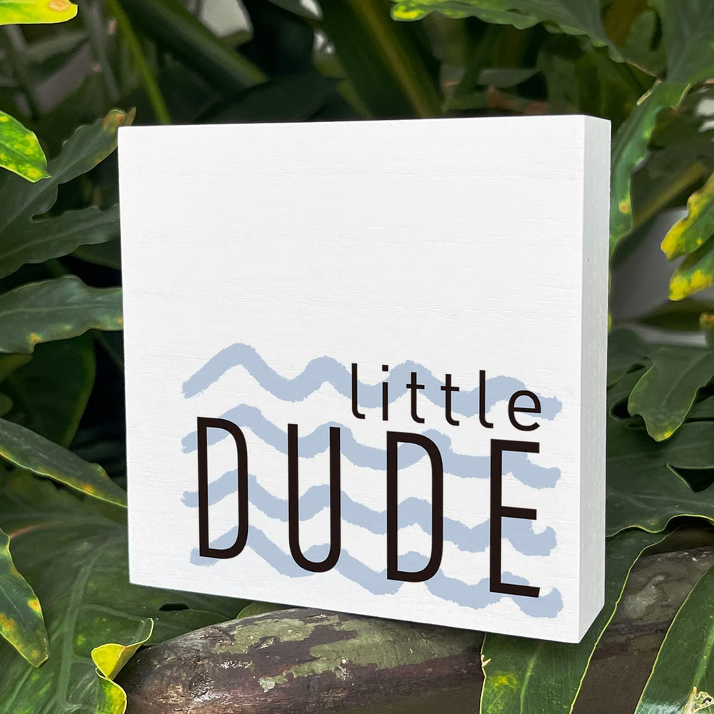 NKBINLILI Little Dude box sign, beach-themed nursery decor.