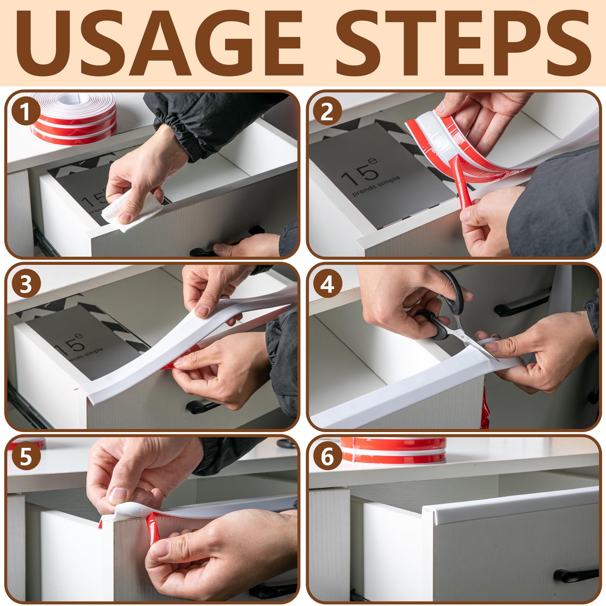Nkiy Quen flexible edge strip fits tight corners and radius edges.