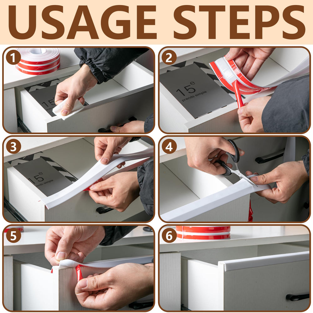 Nkiy Quen flexible edge strip fits tight corners and radius edges.