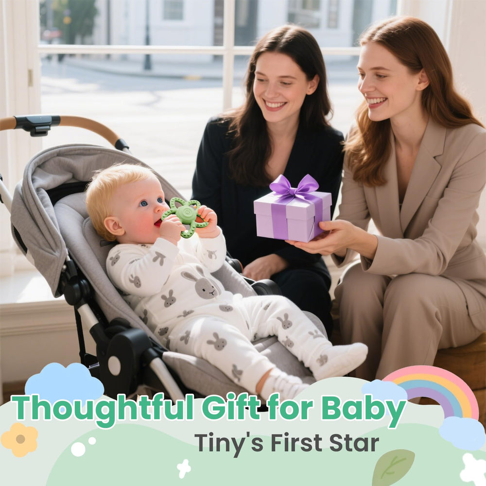 nlfdbfsh star teether cleaning closeup promotes quick wipe-and-dry care.