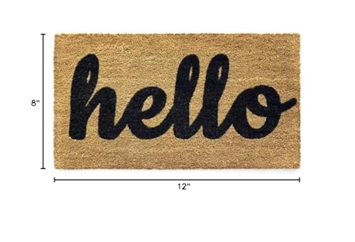 N&amp;M Products Hello door mat close-up showing soft fibers for kids' feet.