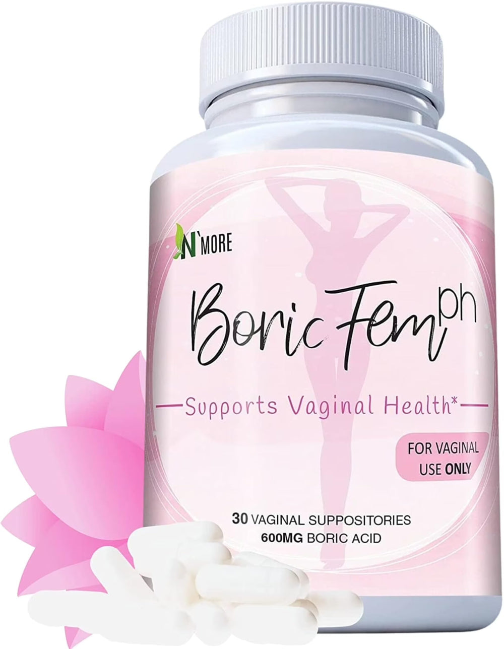 N'More Boricfem vaginal suppositories pack for daily pH balance support
