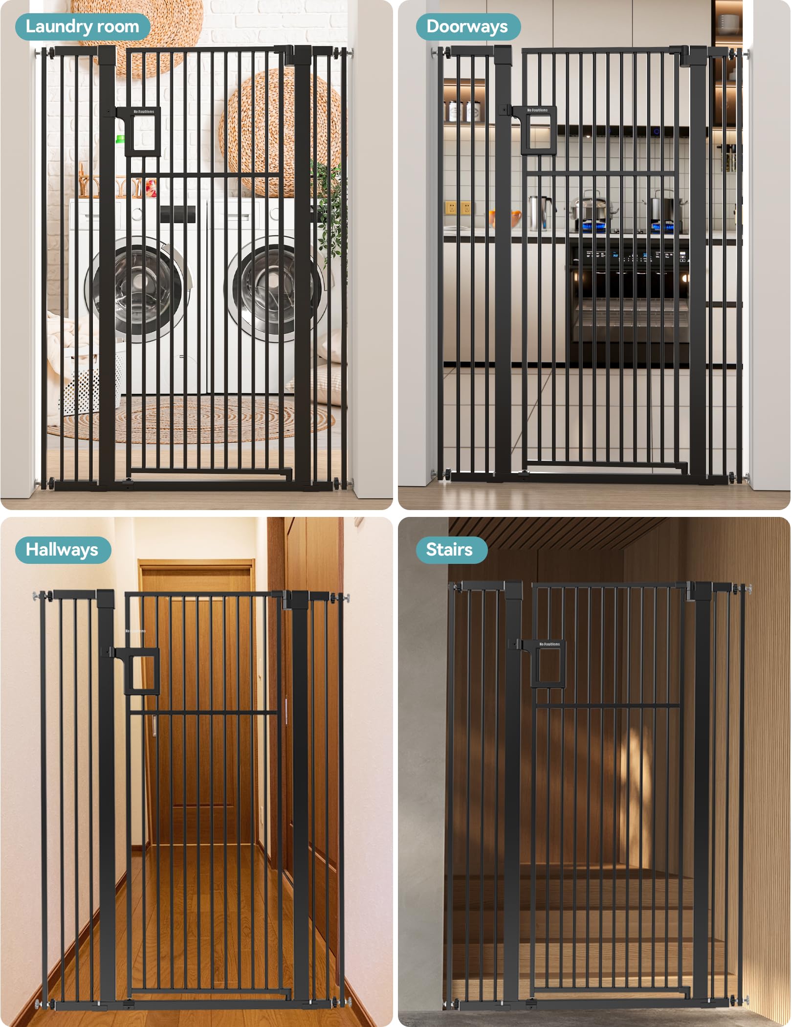 No Pawblems 55-inch gate ultra-narrow 1.37-inch gap prevents escapes.