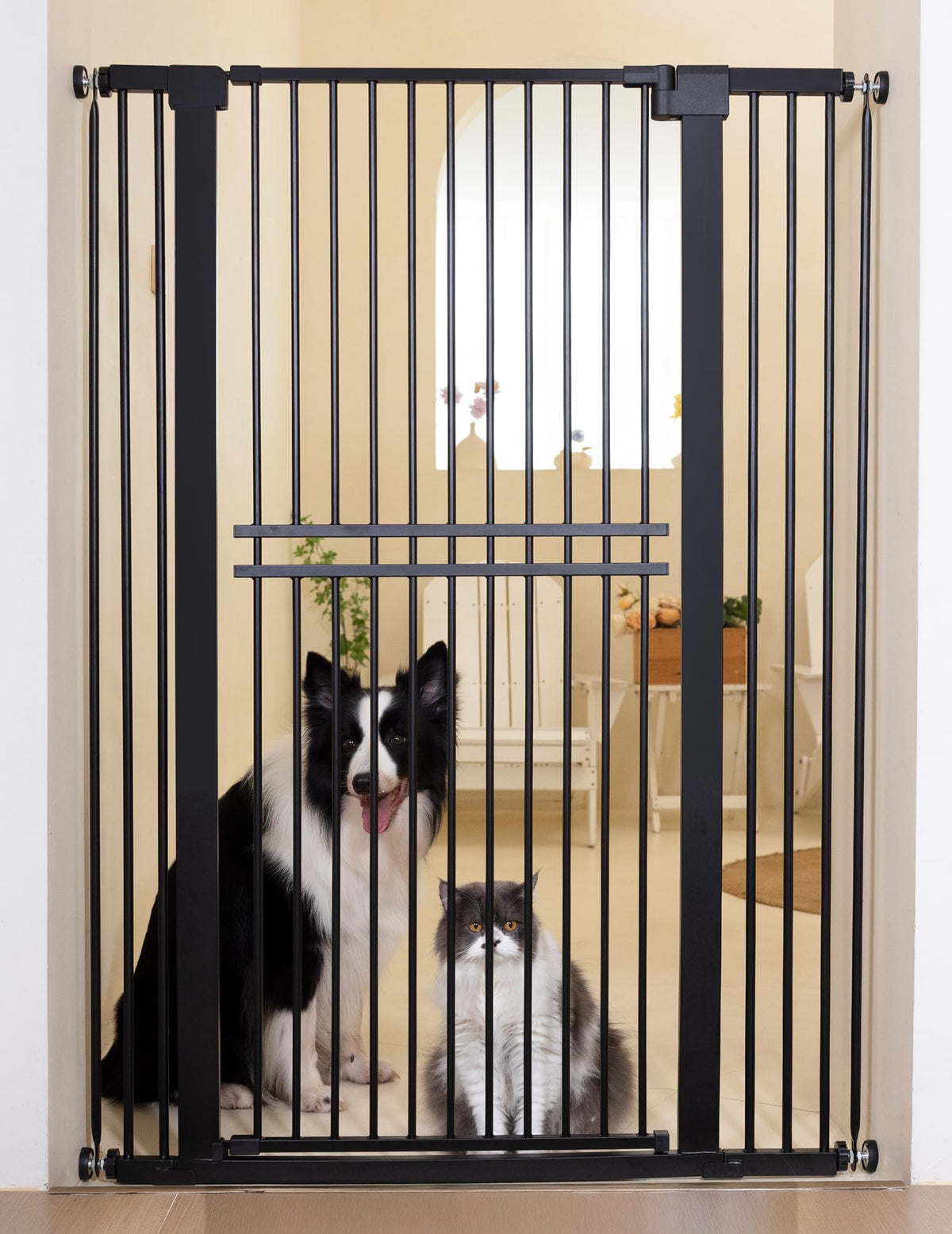 No Pawblems 55-inch gate front view blocks jumping for pets