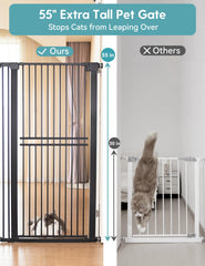 No Pawblems 55-inch gate side view shows tall doorway barrier