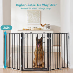 No Pawblems 36-inch tall dog gate prevents slips and jumps indoors.