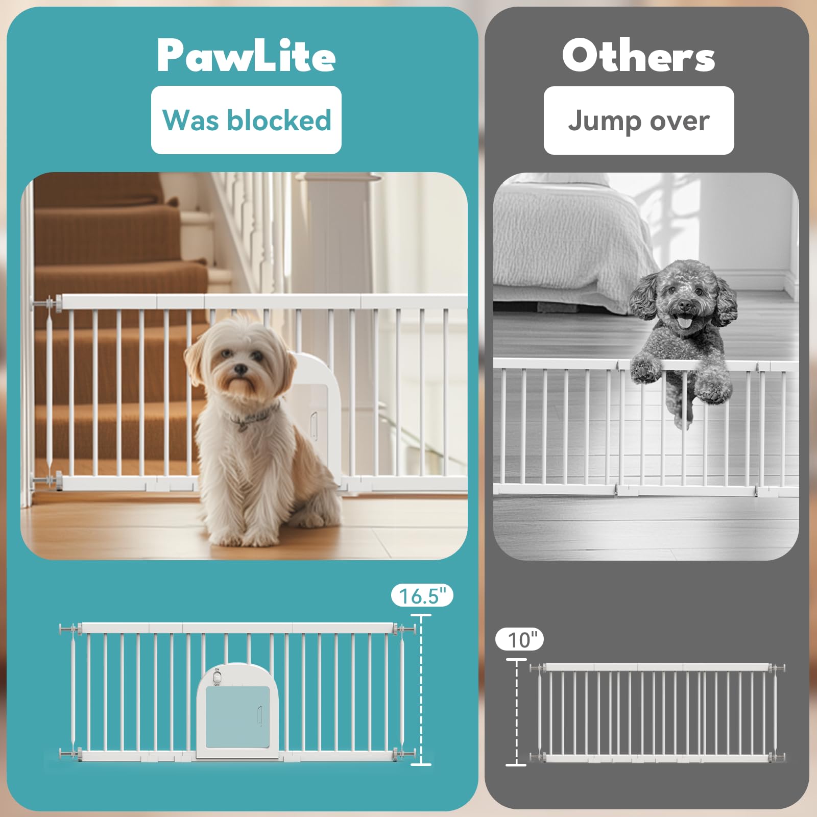 No Pawblems dog gate extension kit closeup highlighting width options