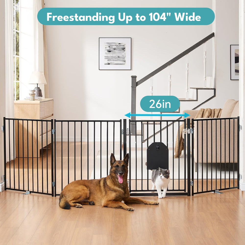 No Pawblems gate used on stairs showcases secure barrier for pets.