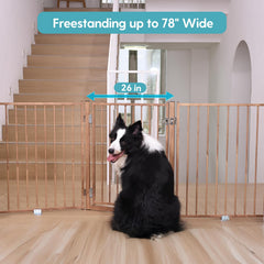 No Pawblems dog gate wood pattern folded compact for storage and portability
