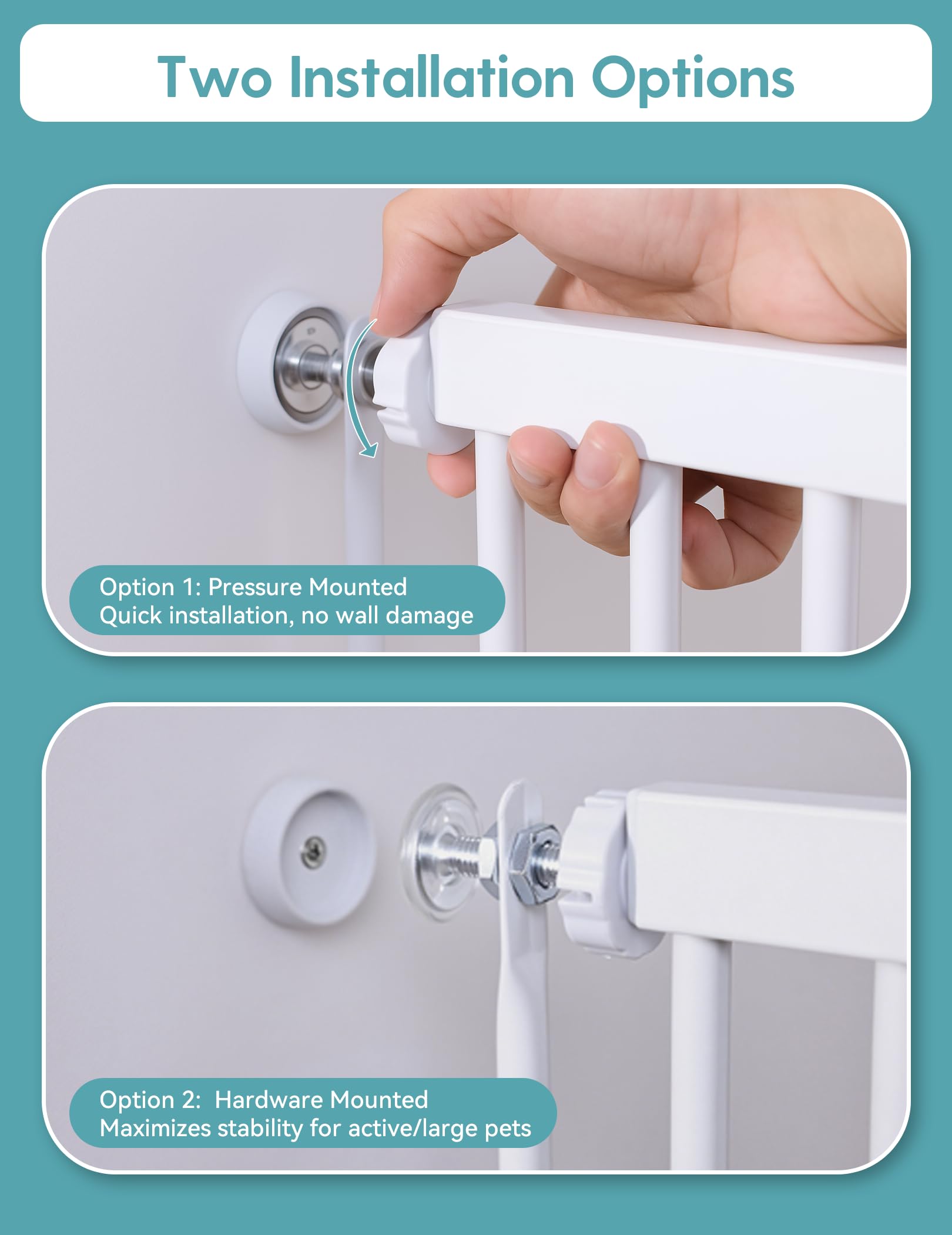 No Pawblems dual-direction opening enables convenient hands-free passage.