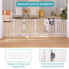 No Pawblems foldable dog gate with 360 hinges enables flexible room layouts