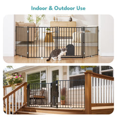 No Pawblems foldable dog gate storage in a compact corner.