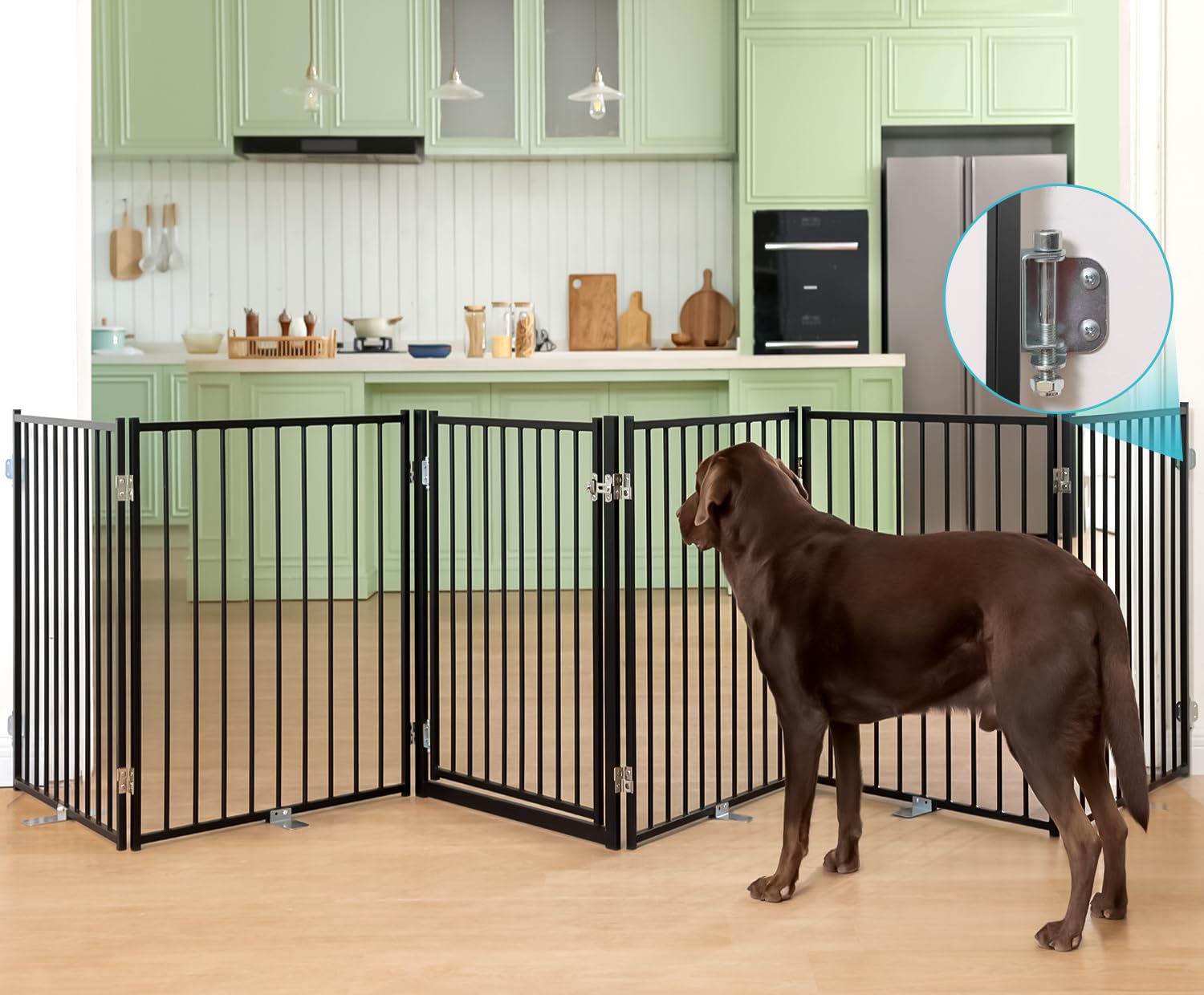 No Pawblems free-standing gate with 30 inch height blocks stairs and doorways.