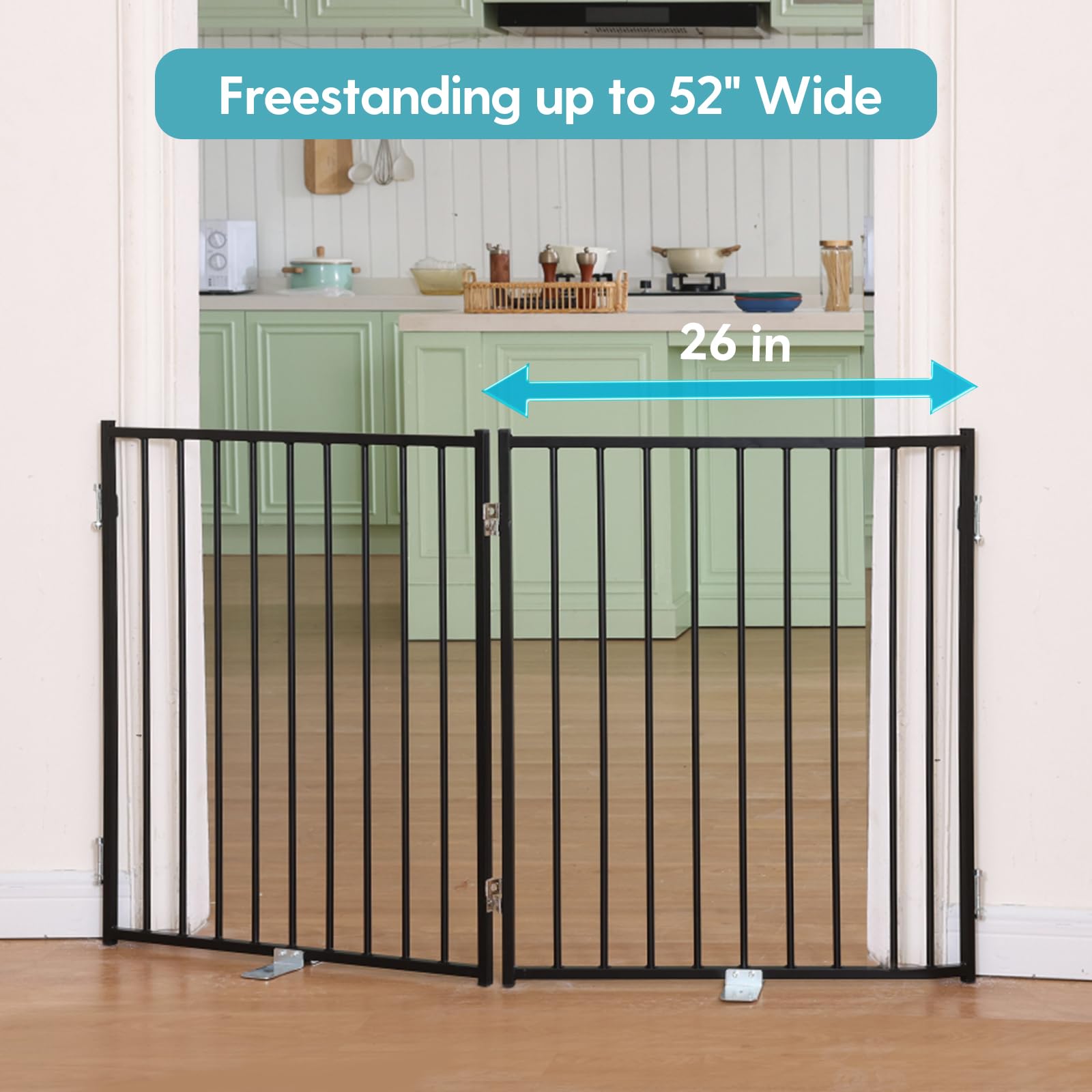 No Pawblems gate hinges close-up showing 360-degree mobility.