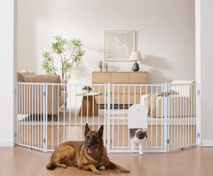 No Pawblems free-standing dog gate panel assembly for flexible room layouts.