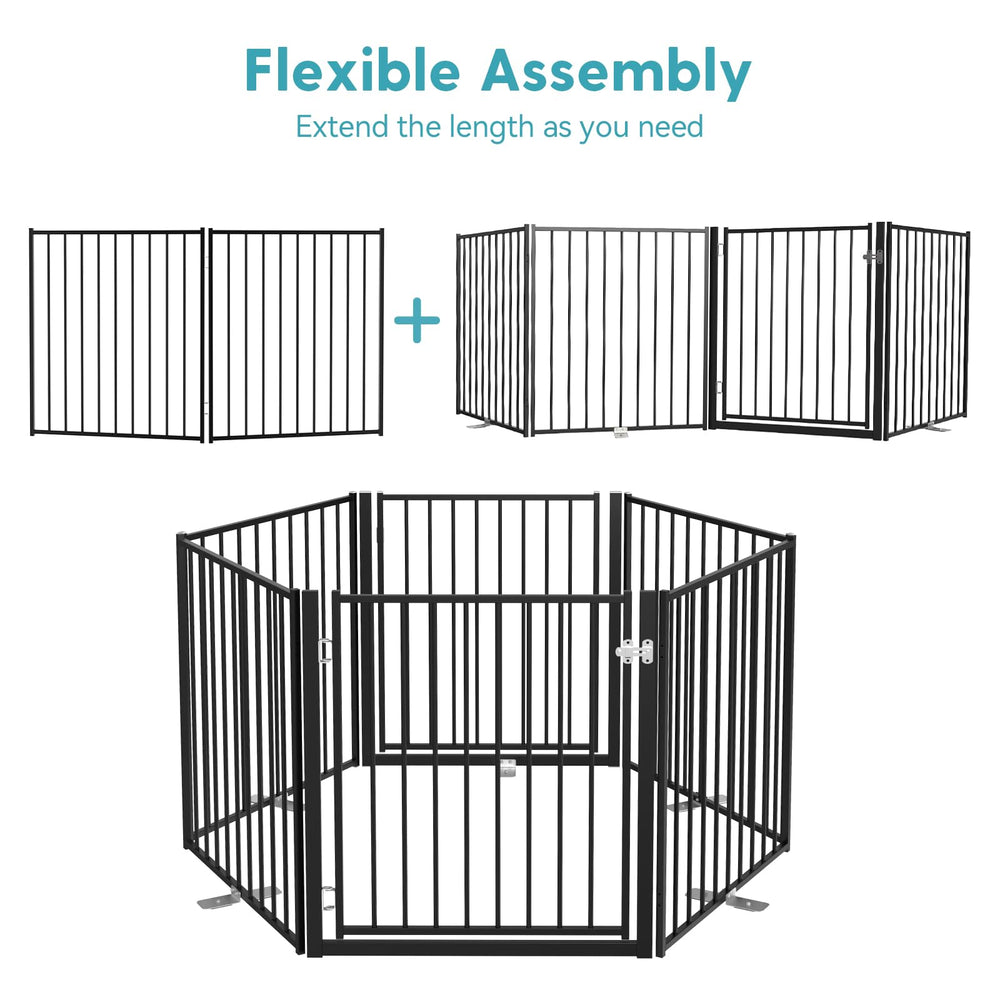 No Pawblems gate features a walk-through door for easy access.