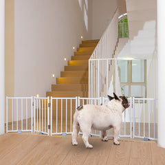 No Pawblems free standing short dog gate in doorway designed to secure small dogs