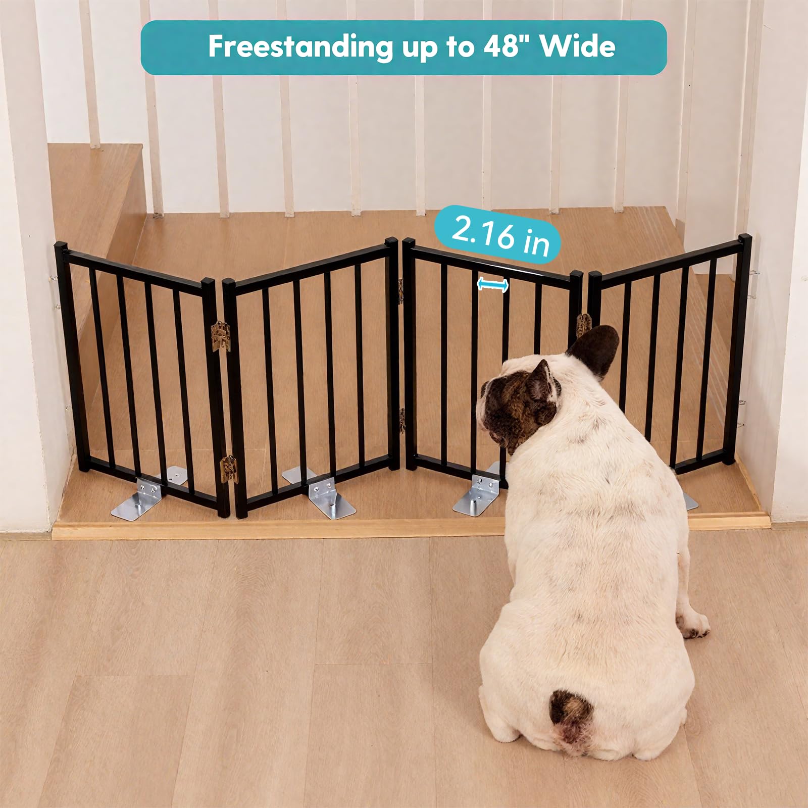 No Pawblems gate suitable for indoor and outdoor use in black finish.