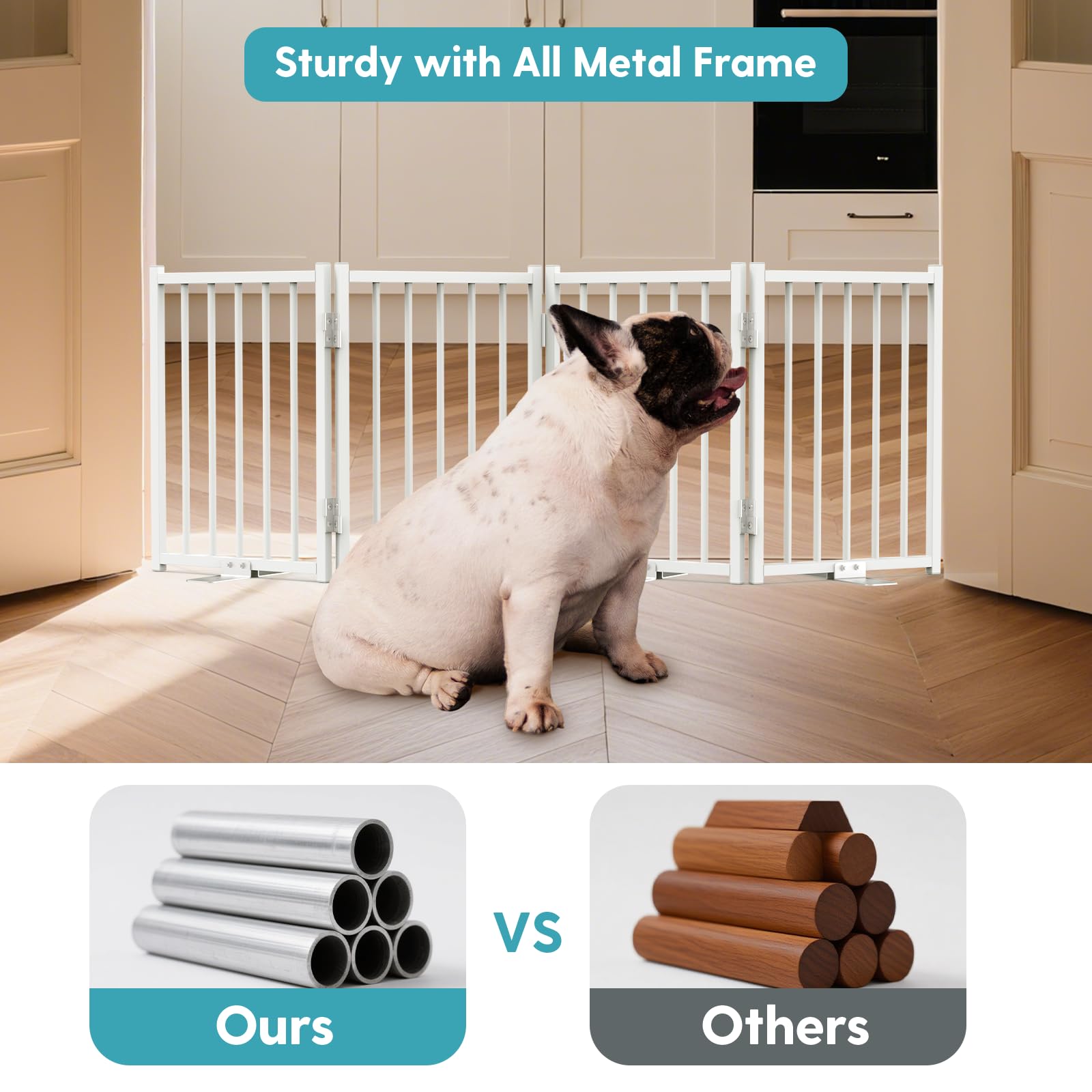 No Pawblems indoor outdoor dog gate in white finish