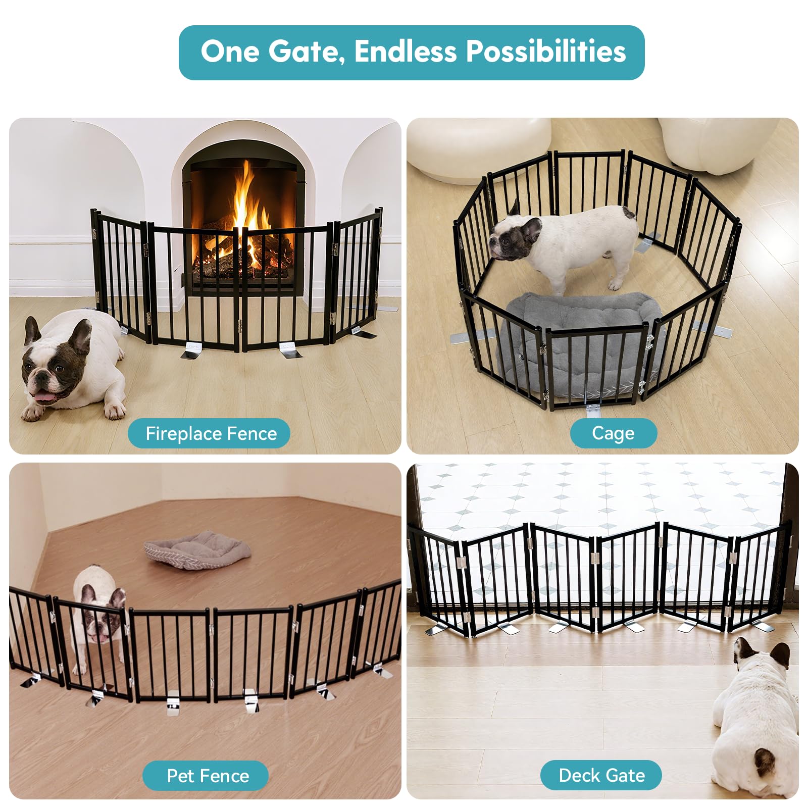 No Pawblems metal gate with sturdy feet for reliable positioning.