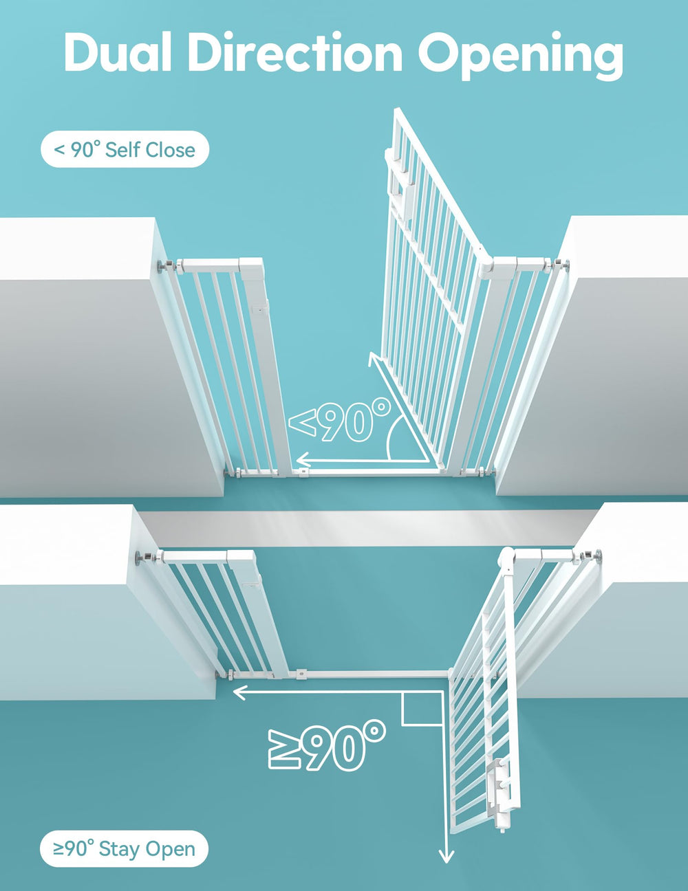 Width extensions for No Pawblems gate adjusting from 29 to 43 inches.
