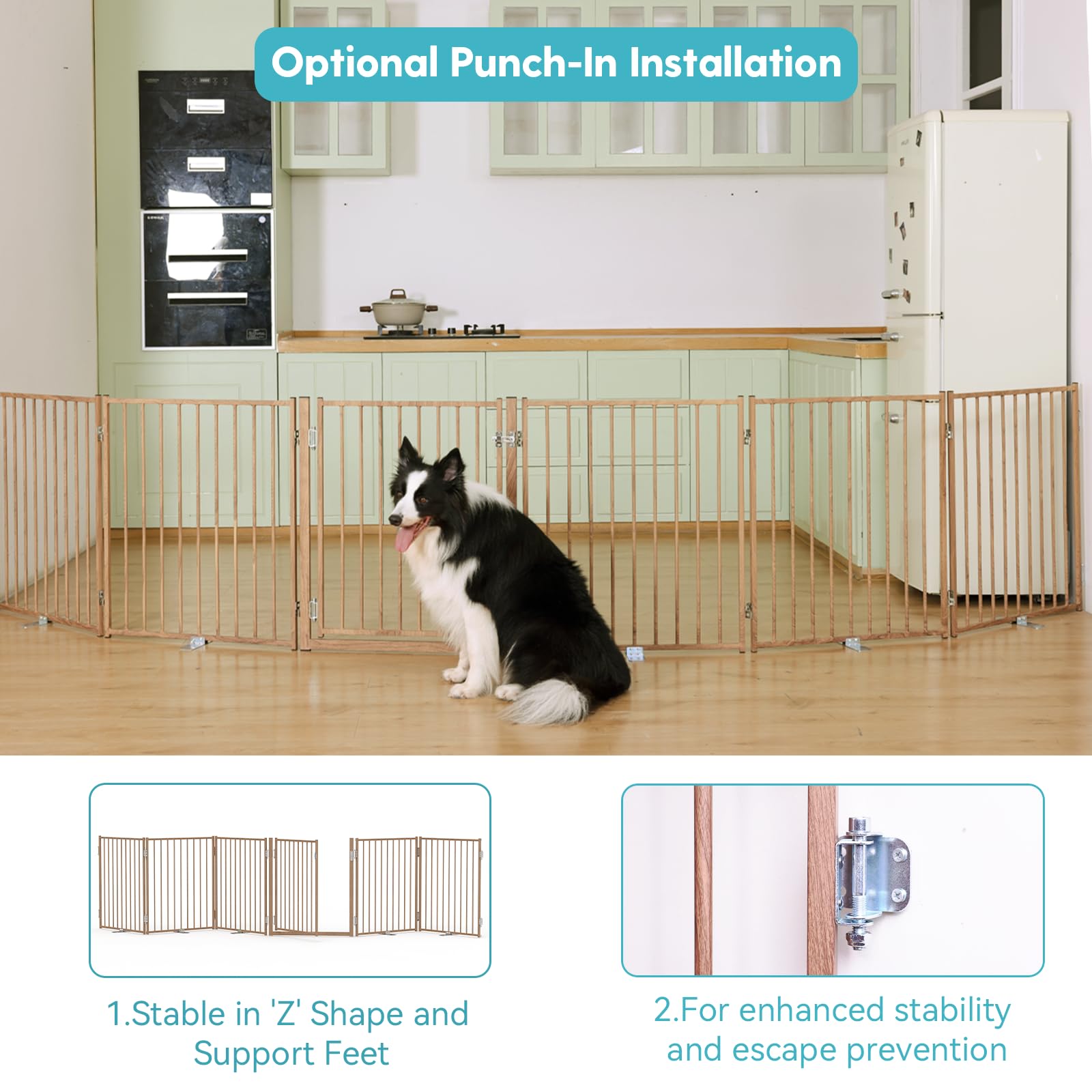 No Pawblems wide 156 inch extendable dog gate in extended layout