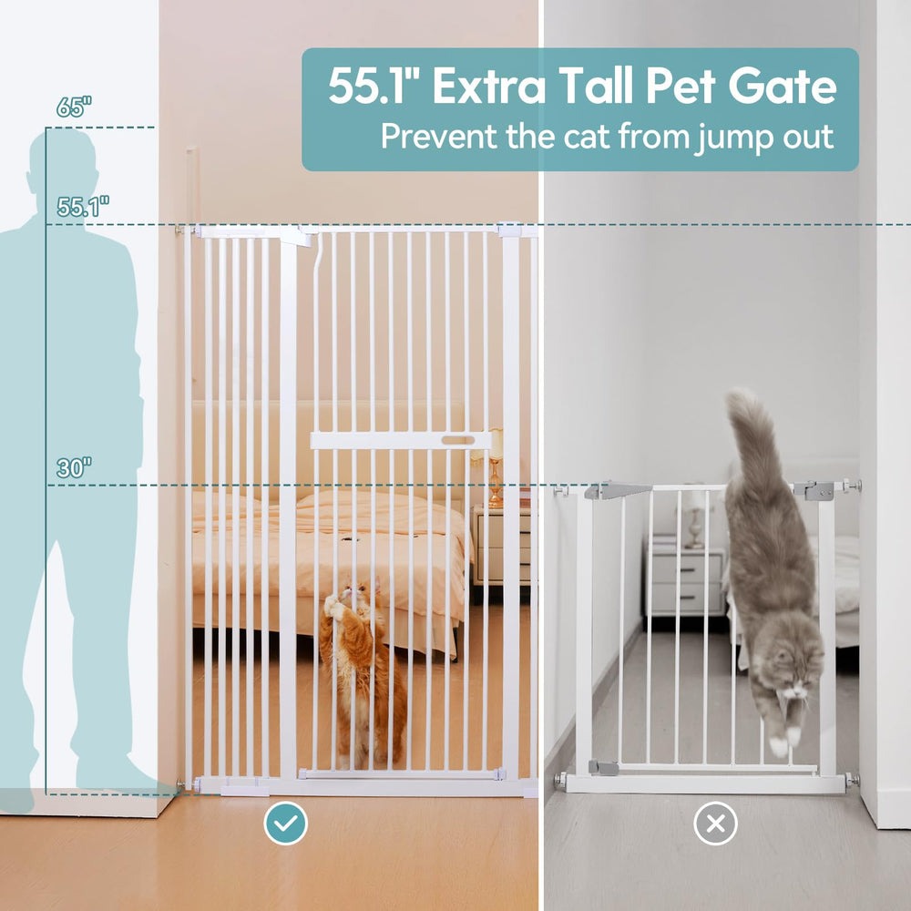 No Pawblems width extensions show adjustable 29.9–44.4 inch fit for stairs or hallways